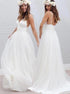 A Line Ivory Spaghetti Straps Tulle Prom Dress LBQ0416