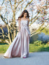 A Line Spaghetti Straps Satin Prom Dresses with Pleats LBQ0515