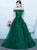 A Line Off the Shoulder Floor Length Tulle Prom Dresses