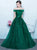 A Line Off the Shoulder Floor Length Tulle Prom Dresses