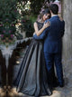 A Line Bateau Floor Length Sleeveless Tulle and Lace Prom Dresses 