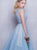 A Line Scoop Floor Length Zipper Up Tulle Prom Dresses