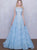 A Line Scoop Floor Length Sleeveless Tulle Prom Dresses