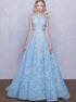 A Line Scoop Floor Length Sleeveless Tulle Prom Dress LBQ0422