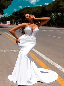 Mermaid with Appliques Tulle Wedding Dresses