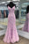 V Neck Backless Mermaid Purple Lace Long Prom Dress GJS445