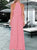 Watermelon A Line Scoop Slit Chiffon Floor Length Prom Dresses