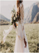 A Line Scoop Chiffon Ivory Lace Wedding Dresses