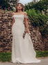 Off the Shoulder White Satin Wedding Dress with Appliques LBQW0058