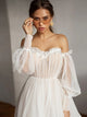 A Line Off the Shoulder Ivory Chiffon Wedding Dresses
