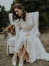Sheath Lace Long Sleeves Scoop Backless Ivory Wedding Dress LBQW0120