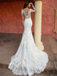 White Lace Appliques Scoop Mermaid Wedding Dresses