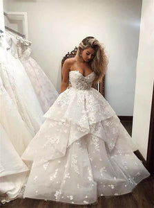 Floor Length Ivory Tulle Sleeveless Wedding Dresses