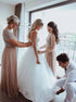 Ivory A Line Spaghetti Straps Backless Tulle Appliques Wedding Dress LBQW0123