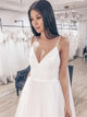 Floor Length V Neck Backless Wedding Dresses