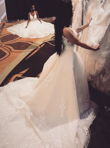 A Line Tulle Sleeveless Wedding Dresses