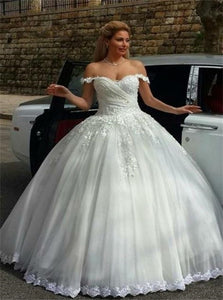 Off the Shoulder Appliques Ball Gowns Wedding Dresses