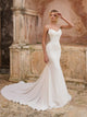 Spaghetti Straps V Neck White Mermaid Satin Wedding Dresses 