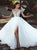 A Line Tulle Lace Appliques Wedding Dresses With Slit 