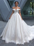 Off the Shoulder White Tulle Wedding Dress with Appliques LBQW0053