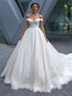 A Line Tulle Wedding Dress with Sweep Train