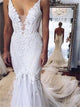 V Neck Tulle Wedding Dresses With Appliques
