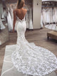 Mermaid Open Back Sweep Train Lace Wedding Dresses