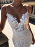 Mermaid V Neck Lace Applique Wedding Dresses LBQW0045