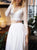 Two Piece A Line Chiffon Skirt Sleeves Beach Wedding Dresses