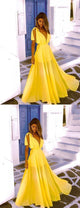Chiffon V-Neck Sleeveless A-Line Simple Long Prom Dresses GJS427