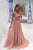 Beautiful Embroidery Appliques Long A-line Pink Prom Dresses GJS162