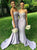 Mermaid Sweetheart Sweep Train Lavender Satin Bridesmaid Dress with Appliques