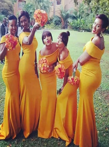 Sweep Train Orange Pleats Cap Sleeves  Bridesmaid  Dresses