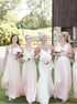 A Line Straps Pink Chiffon Pleats Bridesmaid Dresses LBQB0070