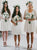 A Line V Neck Above Knee White Chiffon Pleats Bridesmaid Dresses 