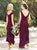 Sweep Train Burgundy Chiffon Open Back Bridesmaid  Dresses