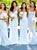 Mermaid Sweetheart Sweep Train White Satin Bridesmaid Dresses