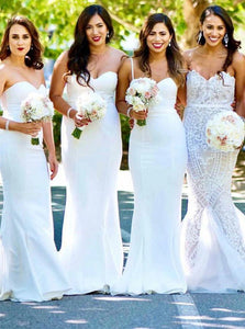 Sweep Train White Bridesmaid Dresses