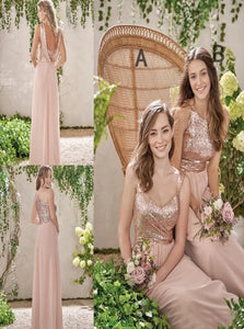 Sweep Train Pink Bridesmaid Dresses