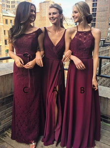 Floor Length Burgundy Bridesmaid Dresses