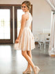 Above Knee A Line Pearl Pink Bridesmaid Dresses