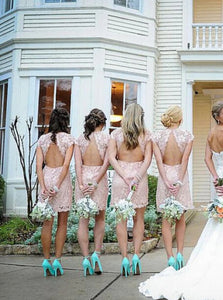 Scoop Open Back Lace Bridesmaid Dresses