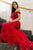 Elegant Long Red Off-the-shoulder Mermaid Prom Dresses with Glitter GJS606