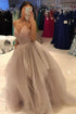 Stylish Spaghetti Straps V Neck Tulle Long Puffy Prom Gown, Formal  Dress GJS206