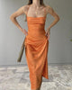 Sexy Orange Spaghetti Strap Long Prom Evening Dress GJS632