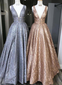 Custom Made A line V Neck Sequins Long Prom  Evening dress GJS176