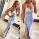 Mermaid Straps Ombre Sequines Long Prom Evening Dress GJS271
