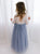 Open Back Blue Floor Length Flower Girl Dresses