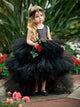 Black Tulle Ball Gown Flower Girls Dresses with Sequins