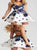 A Line White Spaghetti Straps Navy Embroidery Floral Satin Homecoming Dresses 